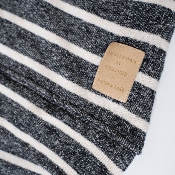 ✨Scotch & Soda Sweatshirt Striped Crewneck French Terry Cotton Linen Black White - Picture 10 of 12